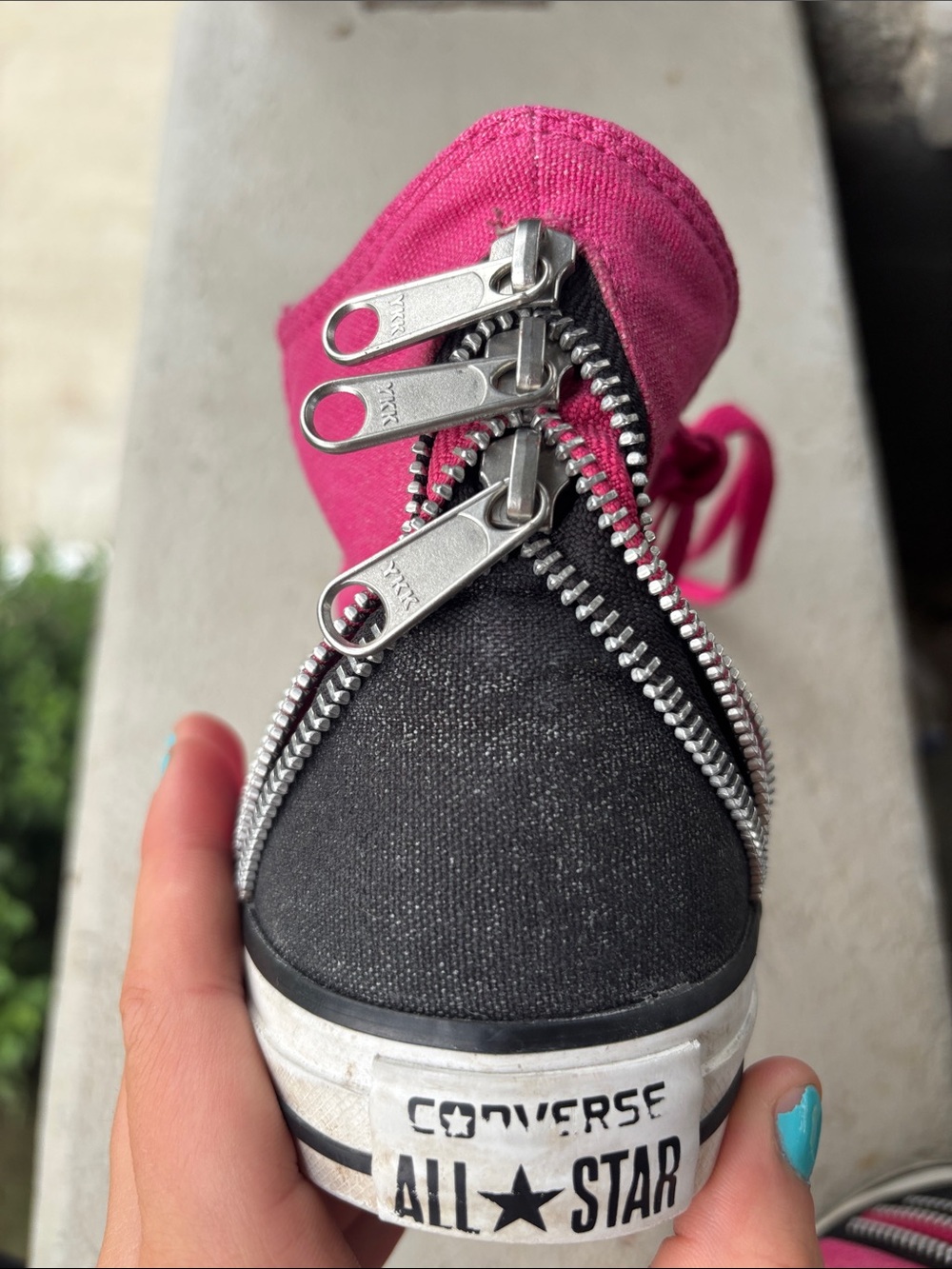 Converse Chuck Taylor All Stars Hot Pink with Black, includes zipper decal! - Picture 3 of 9